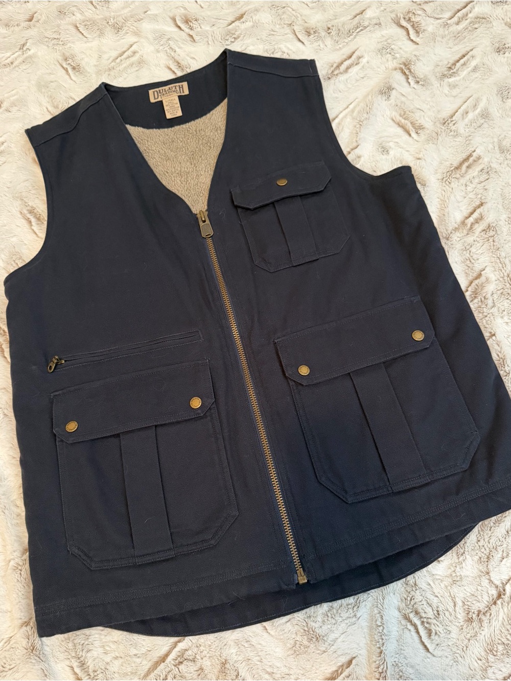 Duluth Trading Co Navy Workwear Vest with Multiple Pockets